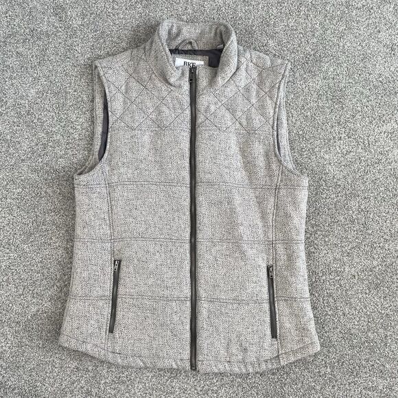BKE Buckle Vest Mens Gray Full Zip Wool Blend Quilted Lined Insulated Size Large - Picture 1 of 9